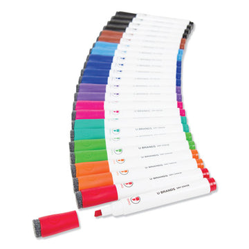 U Brands Chisel Tip Low-odor Dry-erase Markers With Erasers, Broad Chisel Tip, Assorted Colors, 24-pack freeshipping - TVN Wholesale